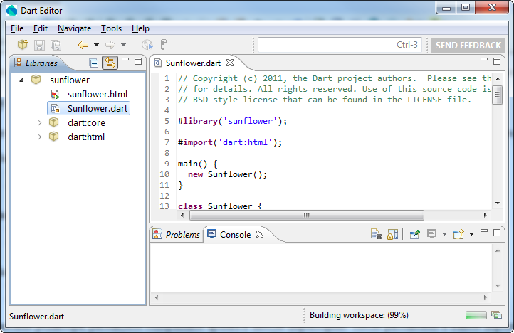 Среда разработки Dart Editor :: Исходный текст